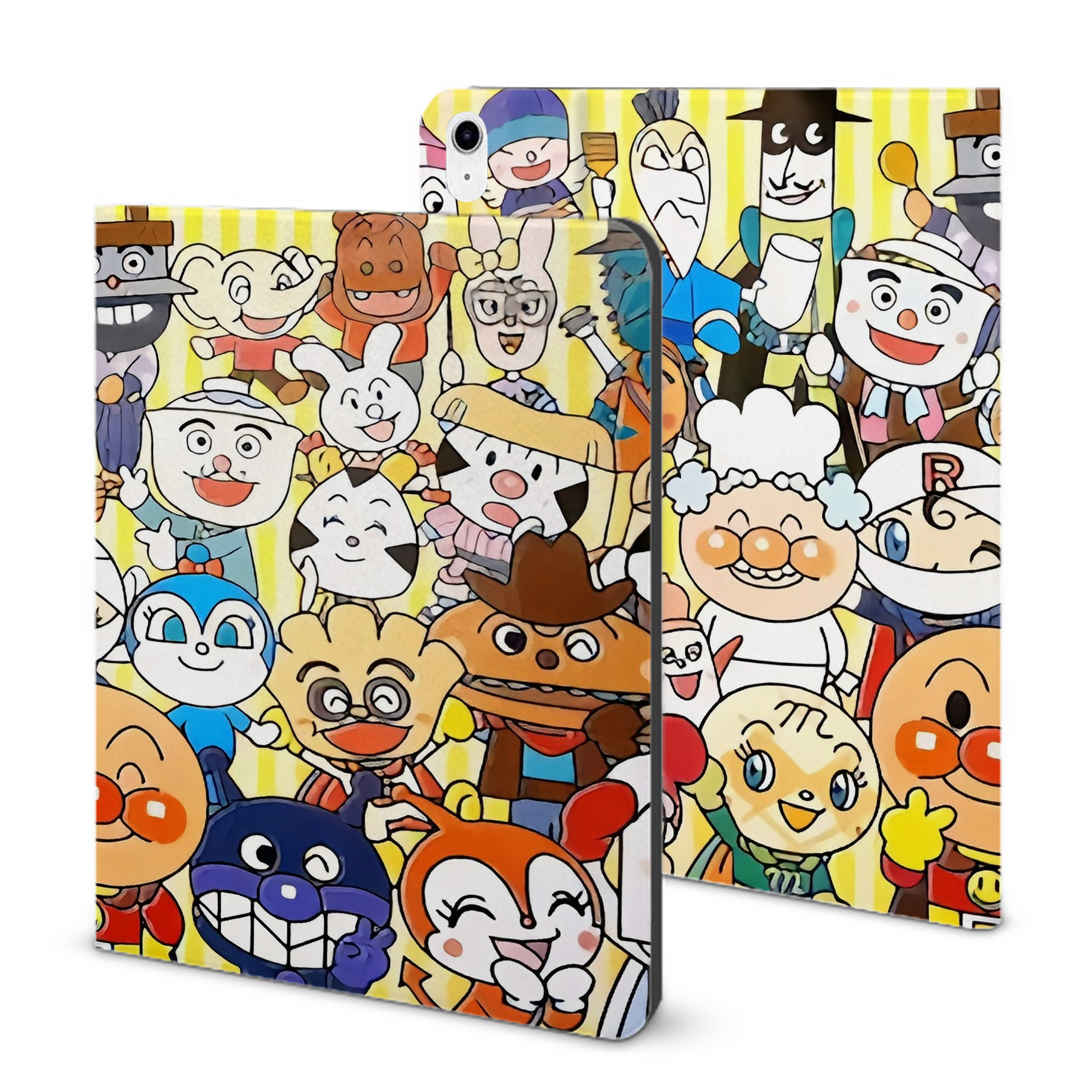 （画像用） アンパンマン Anpanman IPad ケース ブック型 PUレザー TPU 耐衝撃 軽量 薄型 ペン収納なし 全面保護 IPad 各モデル対応